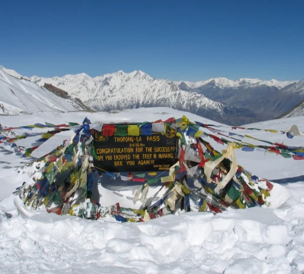 Thorong La Pass high mountain pass on the Annapurna Circuit trek
