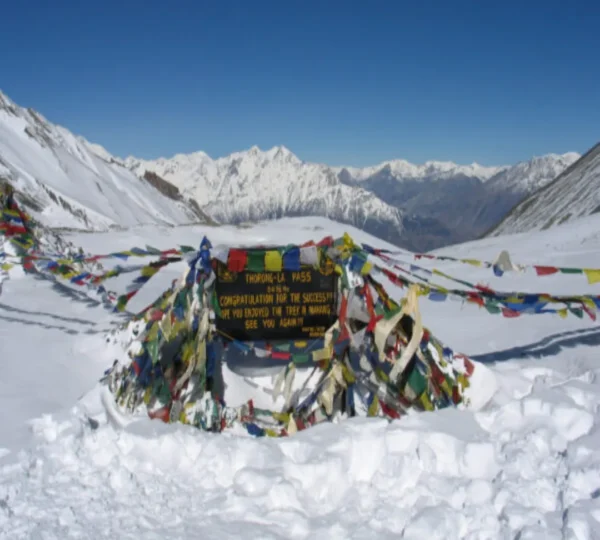 Thorong La Pass high mountain pass on the Annapurna Circuit trek