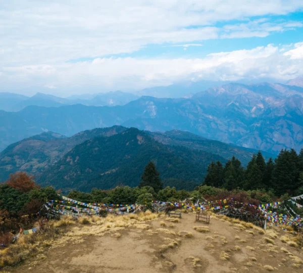 Morning mountain view from Poon Hill viewpoint in the Annapurna region