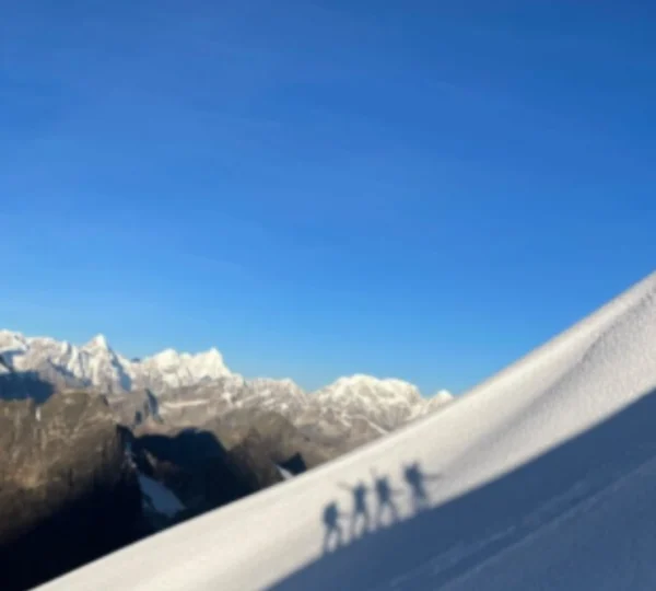 Lobuche Peak climbing route with mountaineers in the Everest region
